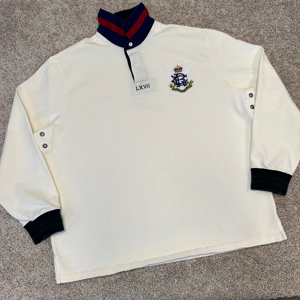 Vintage Polo Ralph Lauren Rugby Polo Shirt‎ L/S LXVII Crest Men NO SIZE TAG